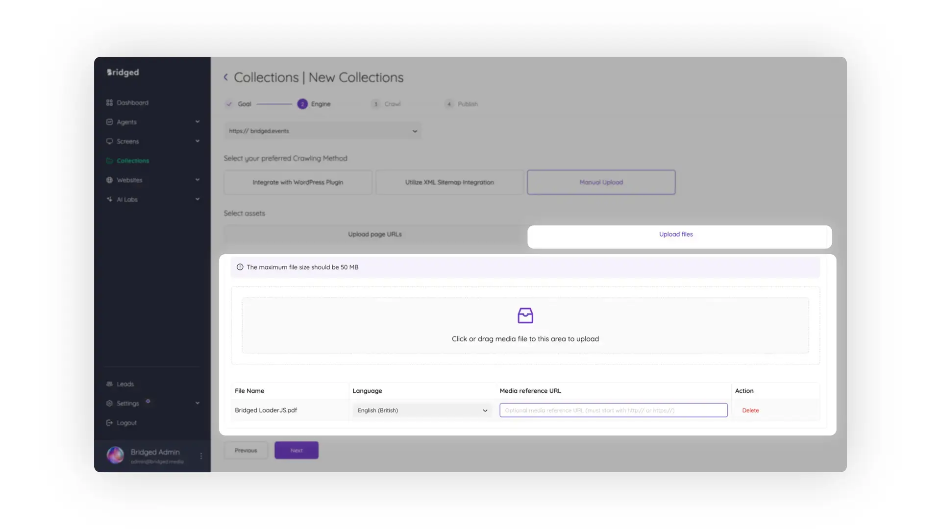 Bridged Media Collections New Collections Engine Step