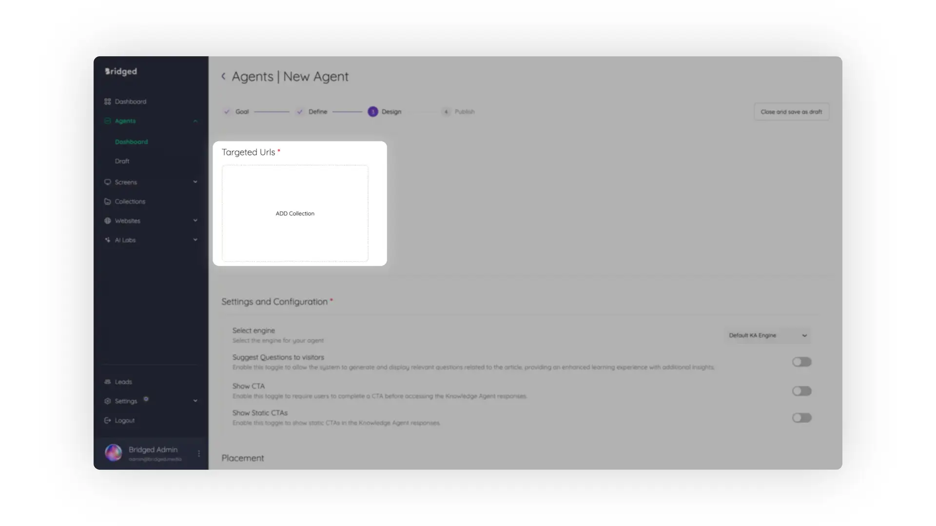 Bridged Media Agents New Agent Design Page